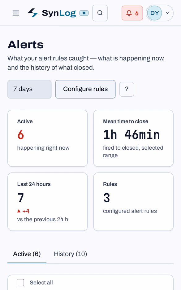 Alerts on a phone